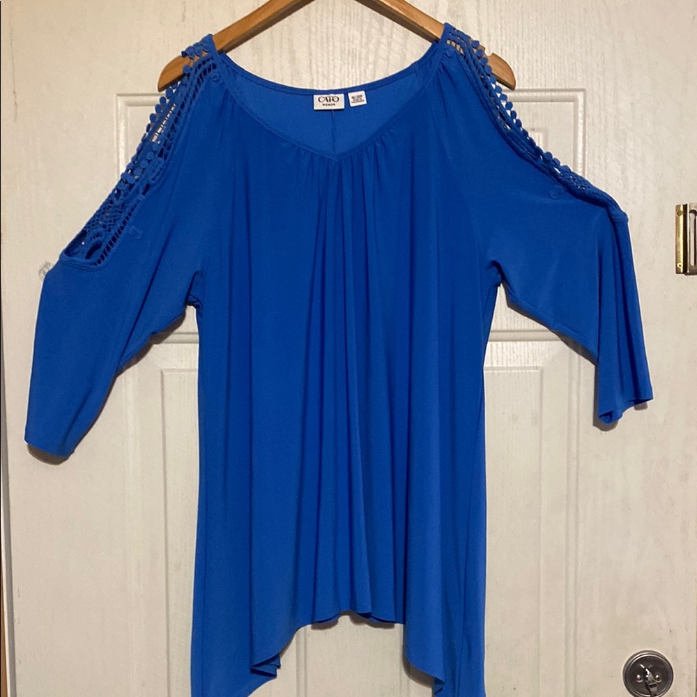 Cato Blue Asymmetrical‎ Cut Out Tunic